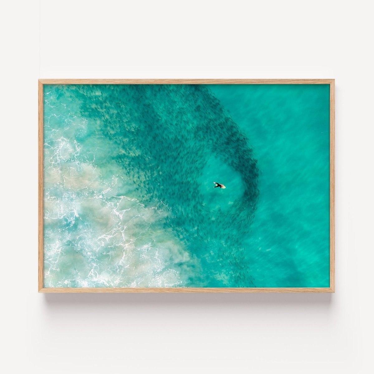 Bait Ball Ballet - A0 Glass Free Frame - Framed in Oak - Belinda Doyle - Australian Photographer & Resin Artist