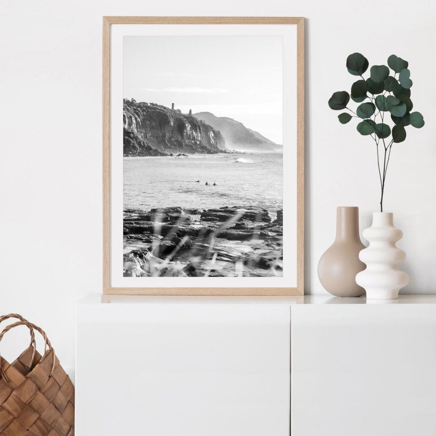"Cliffside Dawn" BW Photography Print - Belinda Doyle - Australian Photographer & Resin Artist