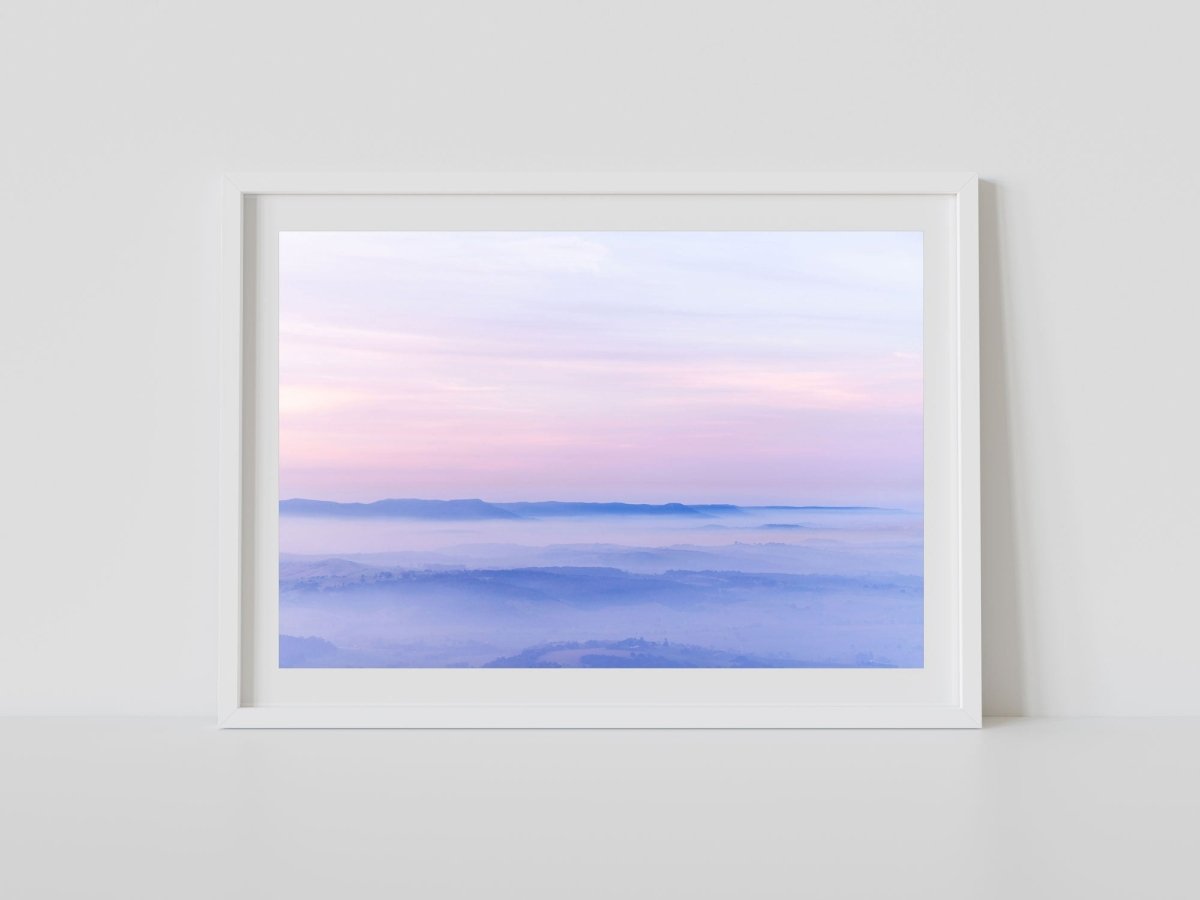 Peaks & Pinks - A2 Photography Print - Framed in White - Belinda Doyle - Australian Photographer & Resin Artist