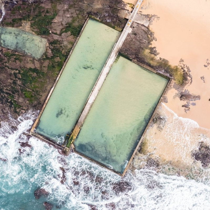 Austinmer "Twin Pool Top Down" Acrylic Block - Belinda Doyle - Australian Photographer & Resin Artist