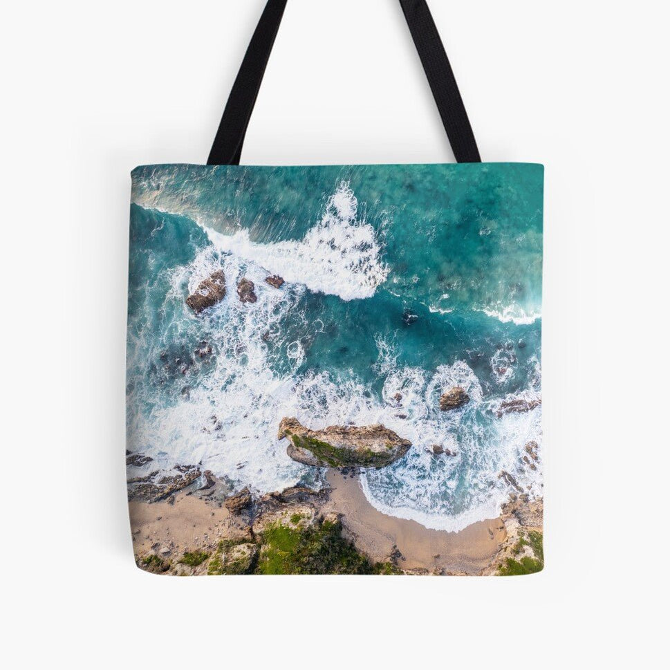 Birds Eye over Horse Head (Horsehead Rock) Beach Bag - Belinda Doyle - Australian Photographer & Resin Artist