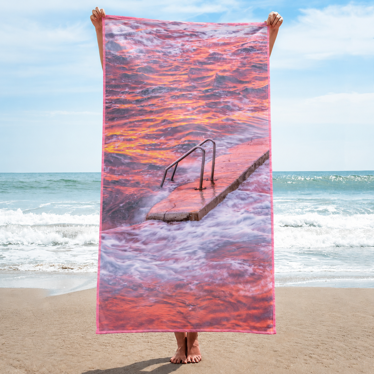 Pink Descent Microfibre Beach Towel - Belinda Doyle - Australian Photographer & Resin Artist