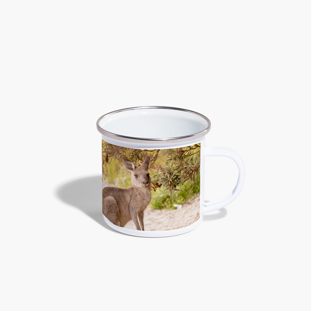 Australian Kangaroo Enamel Camping Mug