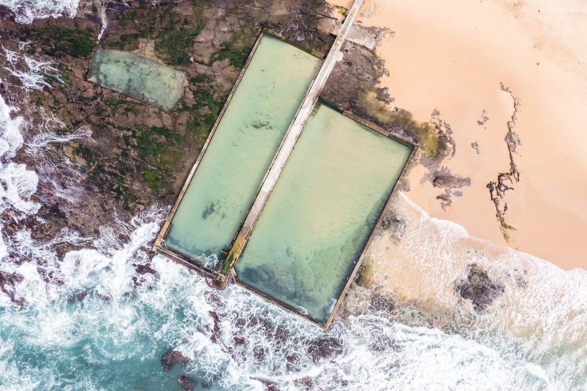 Austinmer "Twin Pool Top Down" Acrylic Block - Belinda Doyle - Australian Photographer & Resin Artist